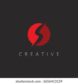 Logotipo moderno de la letra S en diseño negativo del Vector del espacio para la identidad audaz