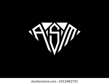 Modern letter A S M diamond shape logo And initial monogram A S M letter logo vector template.