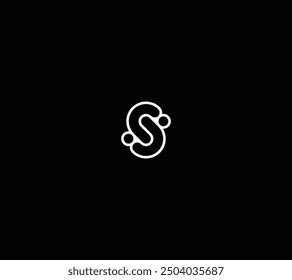  Monograma moderno de la letra S con dos puntos en las esquinas de inicio y final. Diseño de logotipo de Double J de demostración de espacio negativo. 