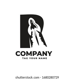 Modern Letter S Negative Space Rocket Logo
