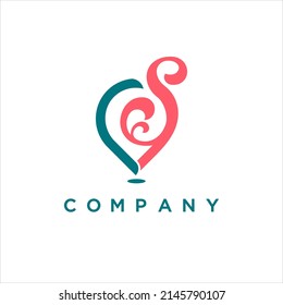 Modern letter S pin location logo illustration design