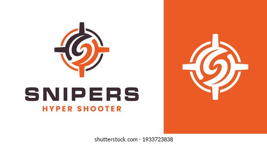 Modern letter S Sniper, crosshair, target lock icon logo. circular letter S initial with sniper aim target logo template vector