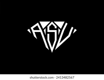 Modern letter A S U diamond shape logo And initial monogram A S U letter logo vector template
