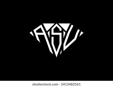 Modern letter A S V diamond shape logo And initial monogram A S V letter logo vector template