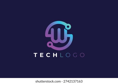 Modern Letter S W Monogram Technology Logo-Design für Digital- und Startup-Branding