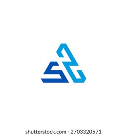 Letra moderna S2 y triángulo o triángulo SZ concepto logotipo de Vector