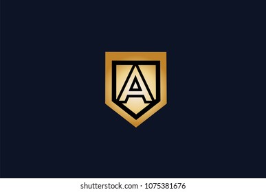 Modern Letter A Shield Logo Design Template.