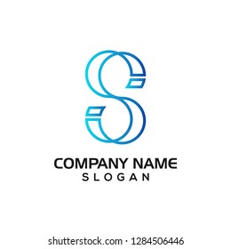 Modern letter SI for technology logo template