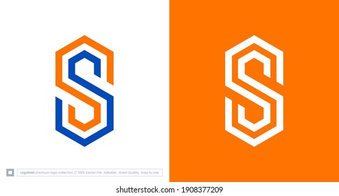 Modern letter SS logo in a hexagon shape, geometric SS monogram logo template .vector