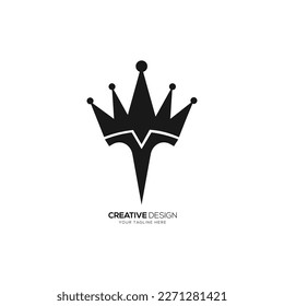 Modern letter T with king crown creative logo