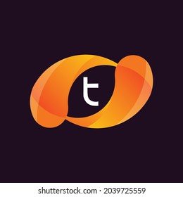 Modern Letter T Logo Design. Yellow Gradient Alphabetic set