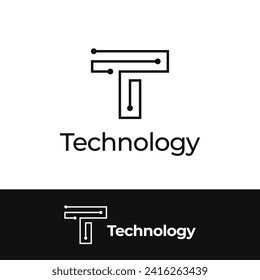 diseño moderno del logotipo de letra T. Logo de tecnología T. Logo De T Letter Tech. Logo de la tecnología de la letra T.	