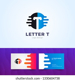 Modern Letter T Logo and Simple Business Card Design and Illustration for All Type of Business