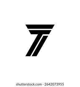 Modern letter T and number 7 logo template. Abstract, outline and elegant.