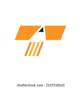 modern letter T with pencil logo design