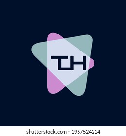 Modern letter TH logo with triangle background