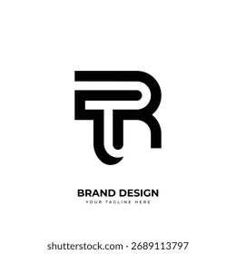 Modern letter Tr Rt minimal monogram logo design, abstract creative vector emblem for branding identity.