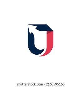 modernes Buchstaben-u-Pfeil-Logo auf Vektorgrafik