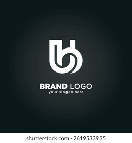 Logotipo moderno del monograma de la letra U y B con fondo negro.