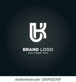 Modern Letter U and K Monogram Logo with Black Background.