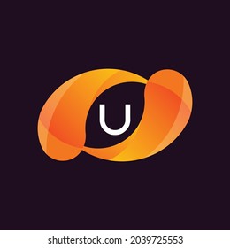 Modern Letter U Logo Design. Yellow Gradient Alphabetic set