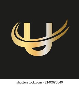 Vector de diseño de logotipo U de letra moderna. Letra inicial Diseño del logotipo de U con diseño creativo, minimalista y moderno