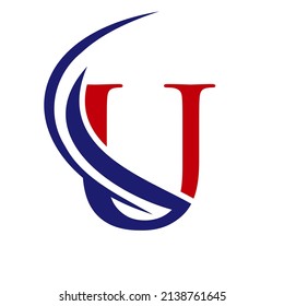 Modern Letter U Logo Template. U Letter Logo Design with Swoosh Icon Vector.