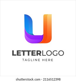 Modern letter U vector logo design with colorful gradient color for company business or personal branding