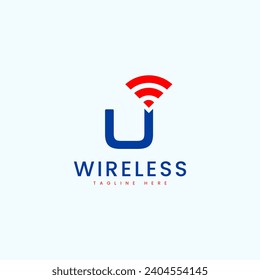 Modernes Letter U Wireless-Logo, Design-Vektorbild