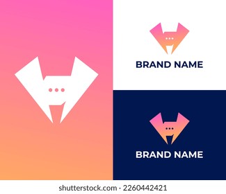 Modern Letter V chat logo design template