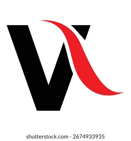 Modern Letter V Dynamic Red Swoosh Logo Icon Design
