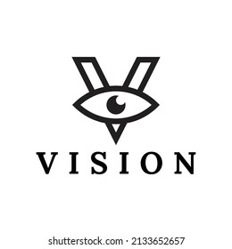 modern letter V eye logo design