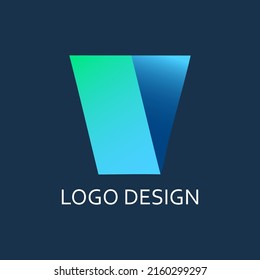 letra moderna v gradiente para el diseño de la compañía de logotipos