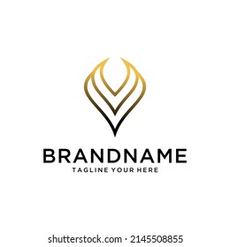 modern letter V horn logo design vector template.