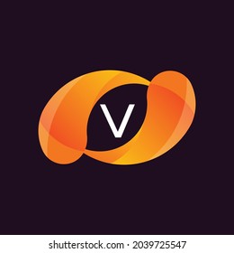 Diseño del logotipo de la carta V moderna. Conjunto alfabético gradiente amarillo