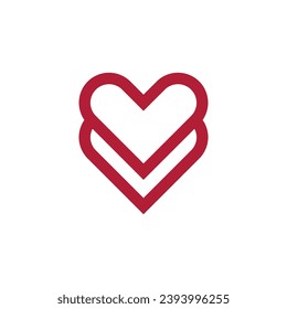 modern letter V love heart logo design
