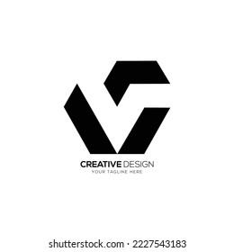Modern letter V negative space logo