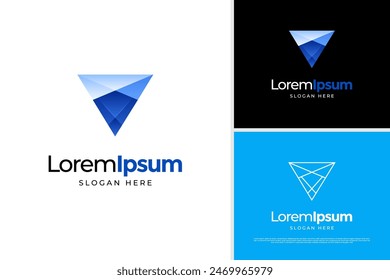 Modern letter V prism logo illustration design concept, colorful prism logo design, prism logo template