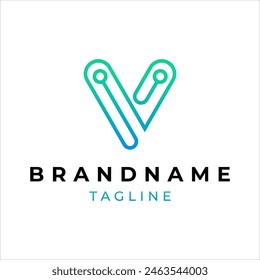modern letter v technology logo