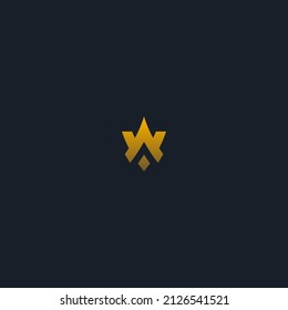 Modern Letter A V triangle logo gold on Black Background
