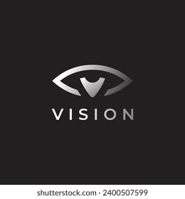 modern letter V vision eye logo design