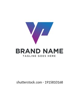 Modern letter VP icon logo design for business company. Gradient initial VP logo vector.