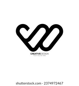 Modern letter Vw line art creative shape monogram logo design