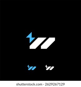 Modern Letter W bolt or W lightning logo concept vector icon