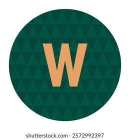 Modern letter w design with bold green triangle patterns in a minimalist circular layout