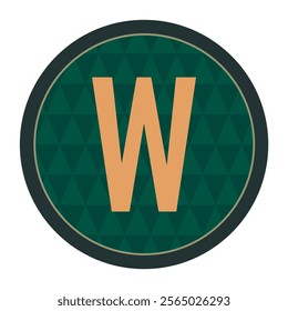 Modern letter W design inside a green circular frame with a sleek dark green border. A refined and contemporary graphic ideal for creative and professional uses.