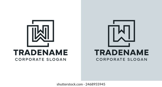 Modern Letter W with Double Square Logo, for business with W initial