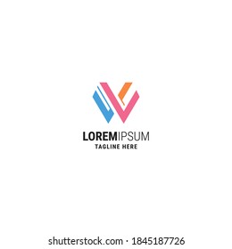 Modern letter W Logo with color- full. Flat letter W logo design