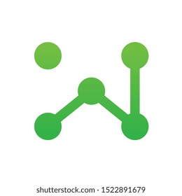 Modern Letter W logo template, abstract dot connection concept, tech vector icon  illustration