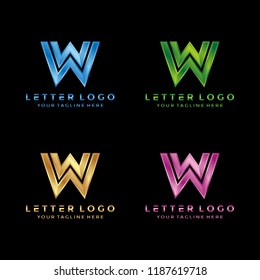  modern letter w luxury with diferrent color